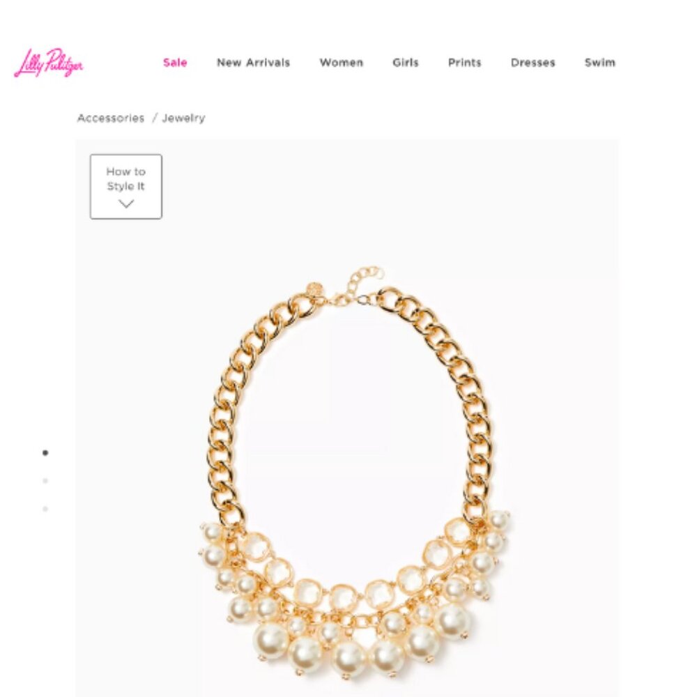 NWT Lilly Pulitzer Pink Palms Necklace Gold